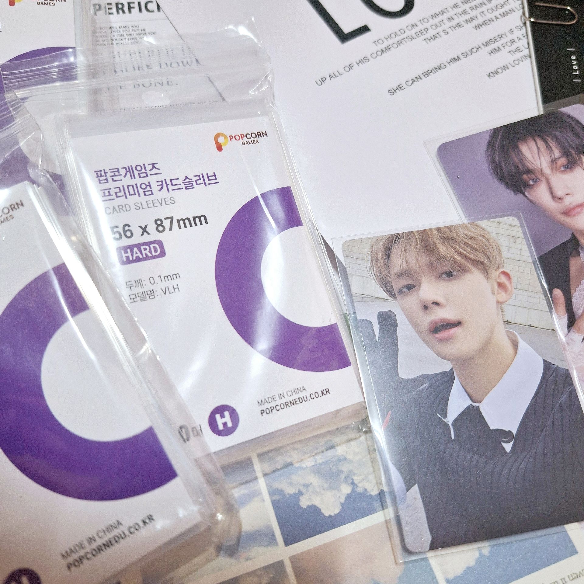  ⑅ 卡膜/韓國爆款爆米花卡套卡膜順滑平口加厚3英寸20絲0.1mm高透明星專輯偶像小卡咕卡卡保護套卡袋收納