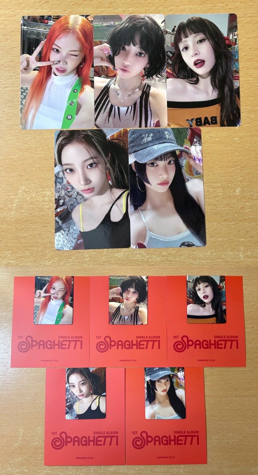 LE SSERAFIM SPAGHETTI 采源 櫻花 允真 一葉 恩採 Weverse wvs 特典 小卡 磁鐵 書籤