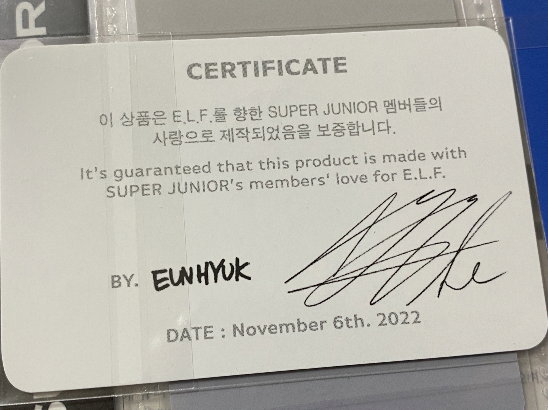 SJ EUNHYUK 17週年項鍊卡 銀赫(有保證卡