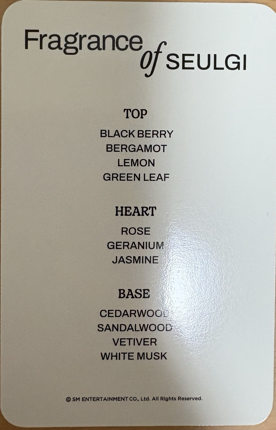 Red Velvet 十週年香水卡-Seulgi 