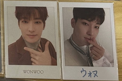 圓佑｜自拍日卡*2（右邊卡背為圓佑畫的小貓）