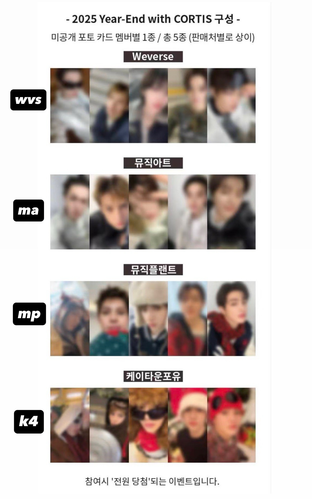 （請務必看商品資訊）非現貨 CORTIS 新四家 2025年終卡 