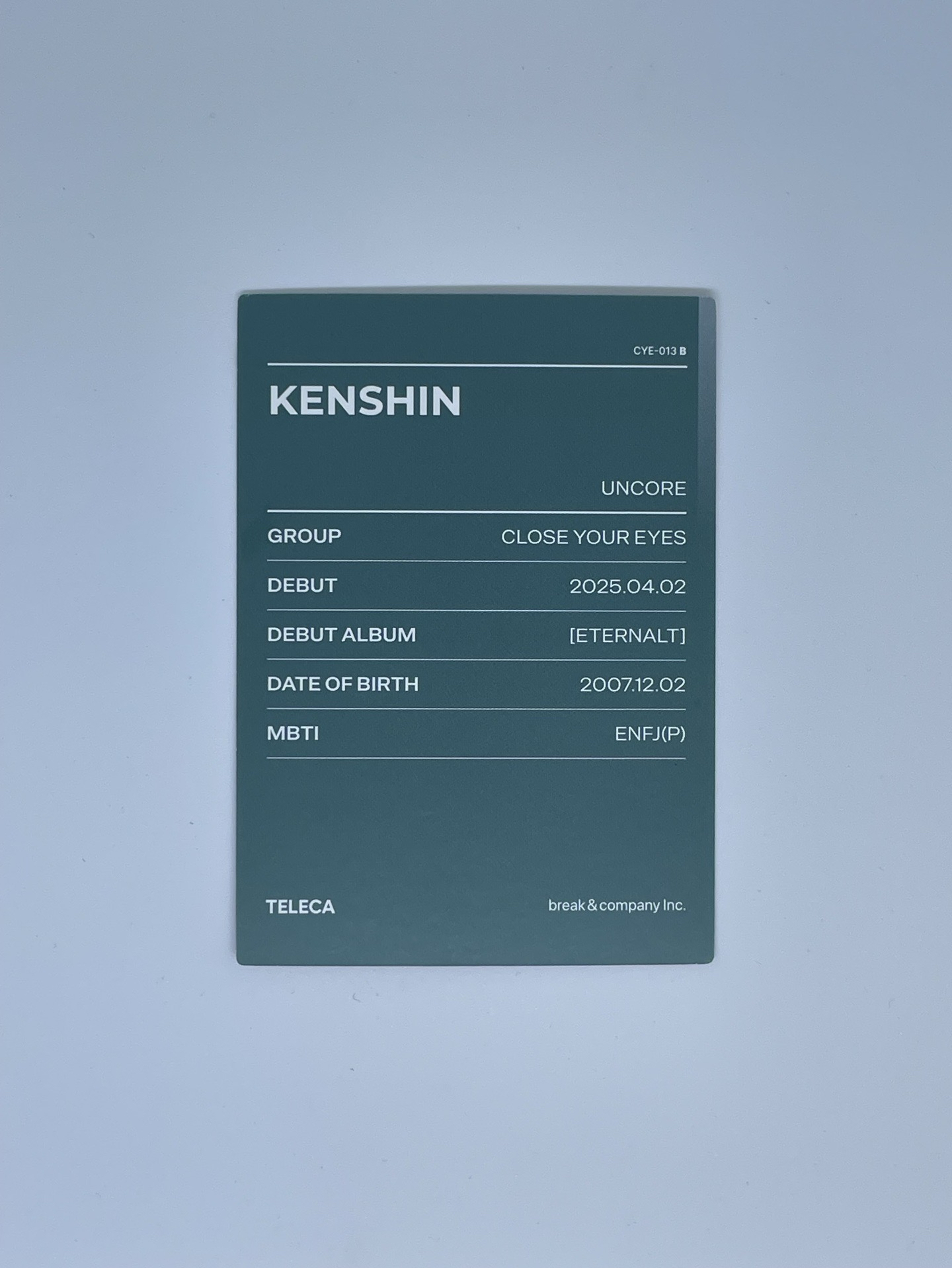 2025 K-POP ROOKIE TELECA 隨機卡 Kenshin