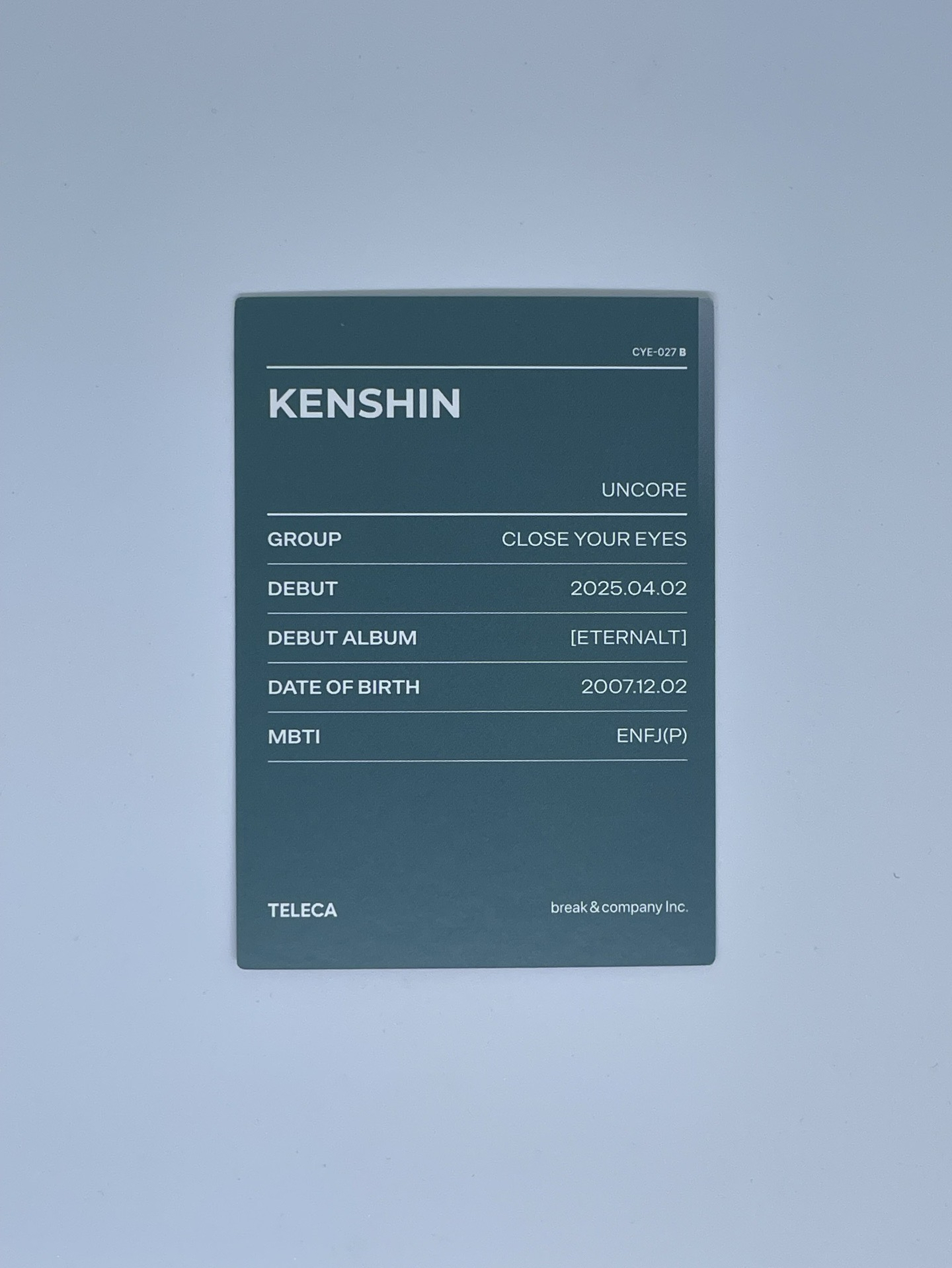 2025 K-POP ROOKIE TELECA 隨機卡 Kenshin 