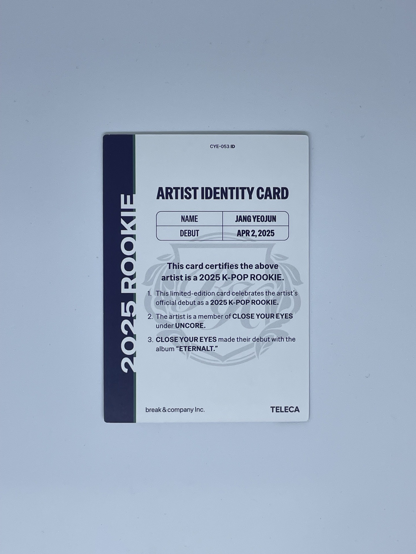 2025 K-POP ROOKIE TELECA 學生證卡 隨機卡 Jang Yeojun 