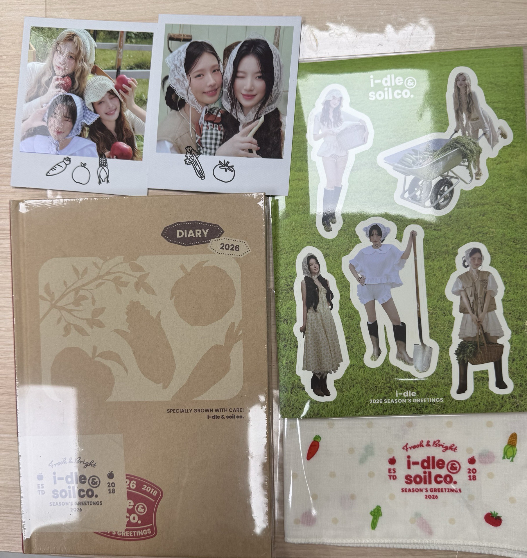 年曆固配 貼紙 記事本 手帕 兩張分隊拍立得