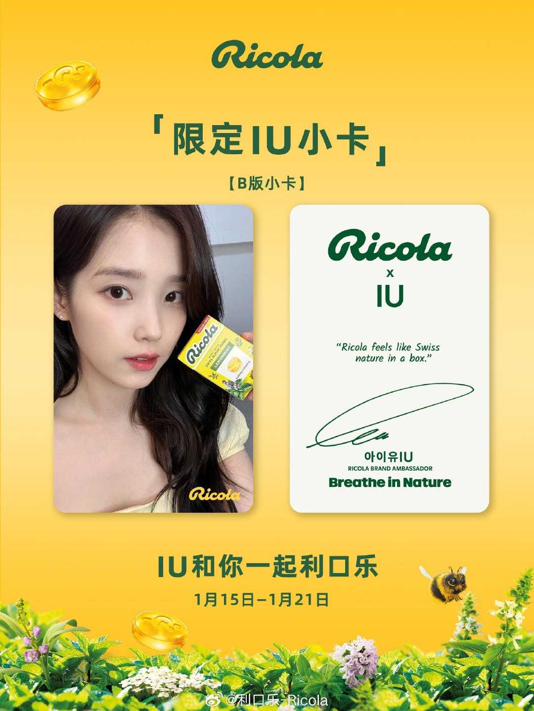 【預購/非現/可直接下單】利口樂 Ricola x IU 代言小卡 不含喉糖