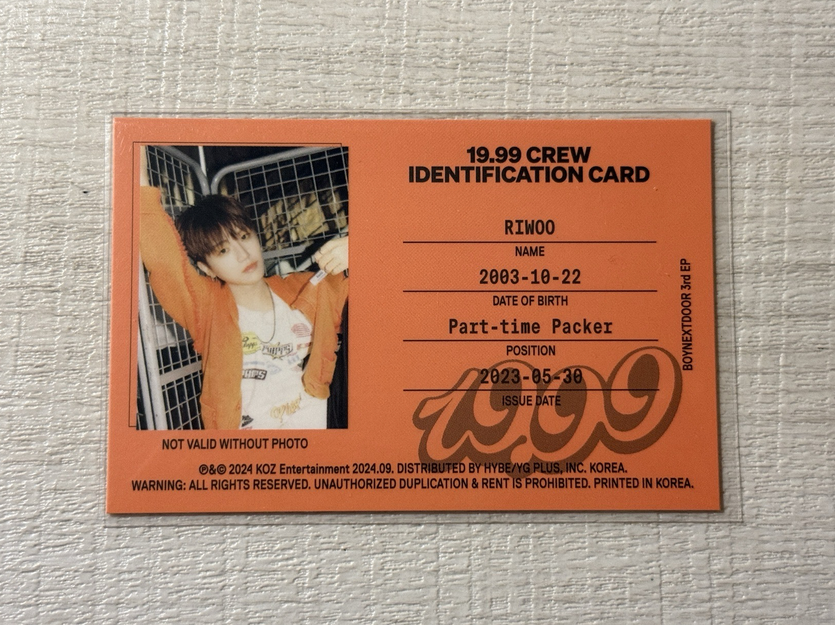 BOYNEXTDOOR <19.99> ID卡 哩嗚