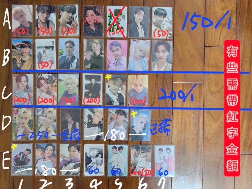 Jeonghan Joshua Hoshi Mingyu DK Seungkwan Vernon Dino的卡