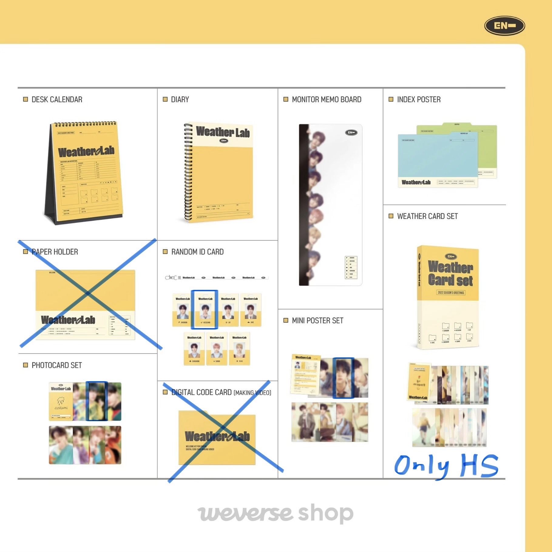 ENHYPEN 2022年曆 羲承工作證+羲承SET+些許固配 含外盒