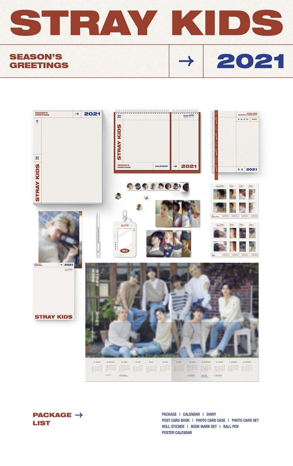 Stray Kids 2021年曆全套 年曆卡 桌曆 海報 筆記本 卡套 明信片 
