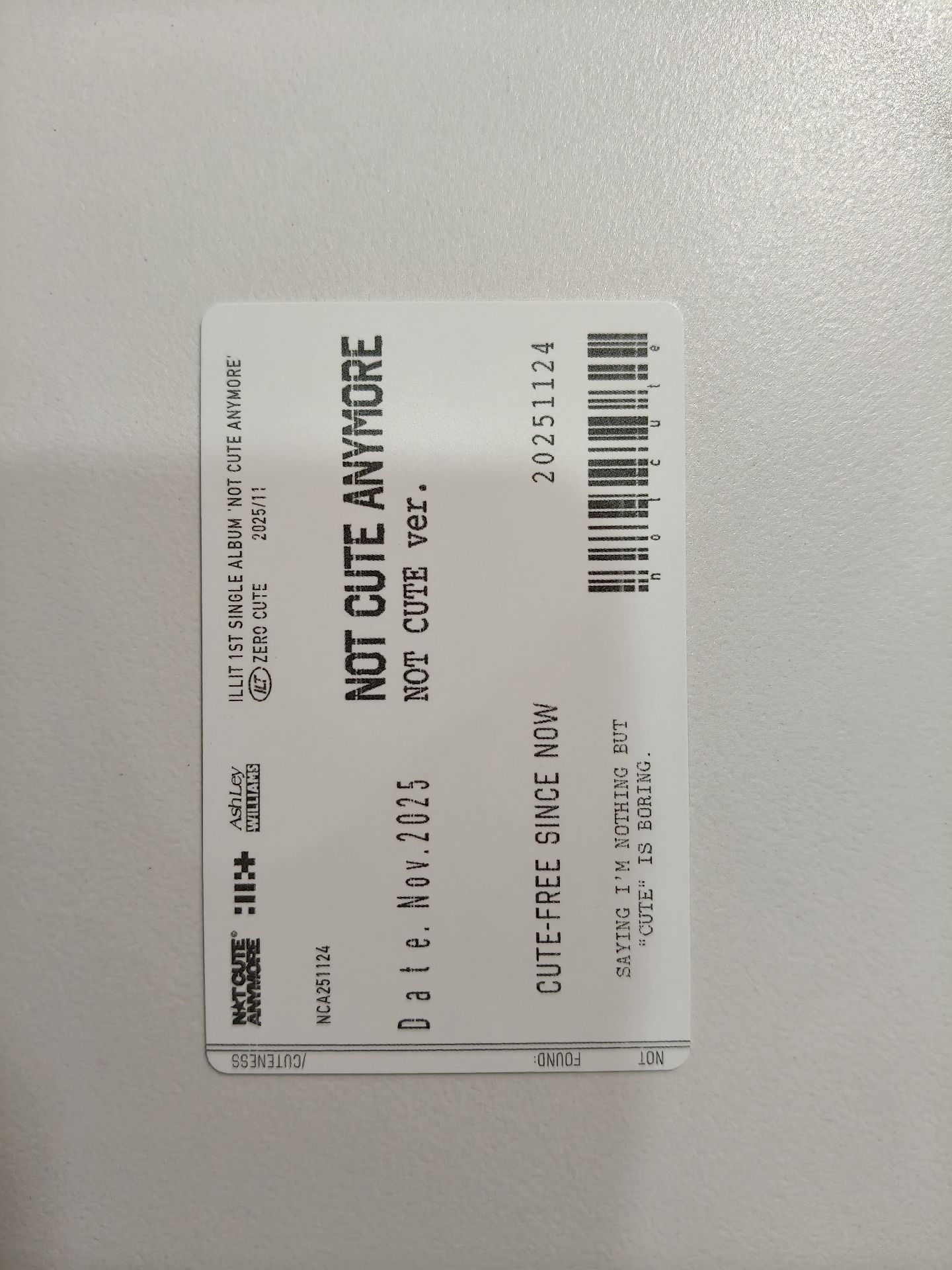 ⚪NOT CUTE ANYMORE 專輯卡 NOT CUTE A ver.