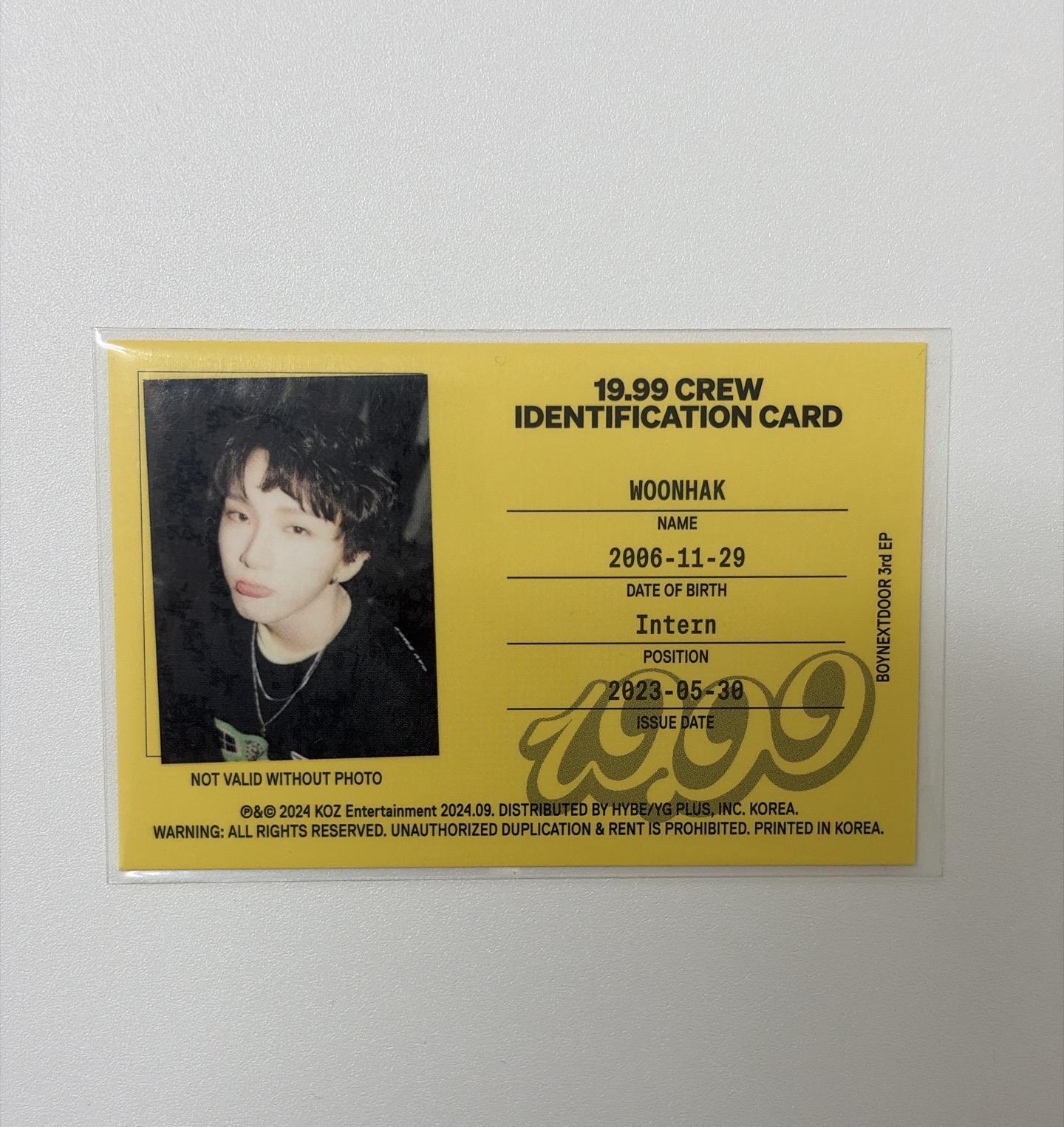 BOYNEXTDOOR 金雲鶴 19.99 ID卡6