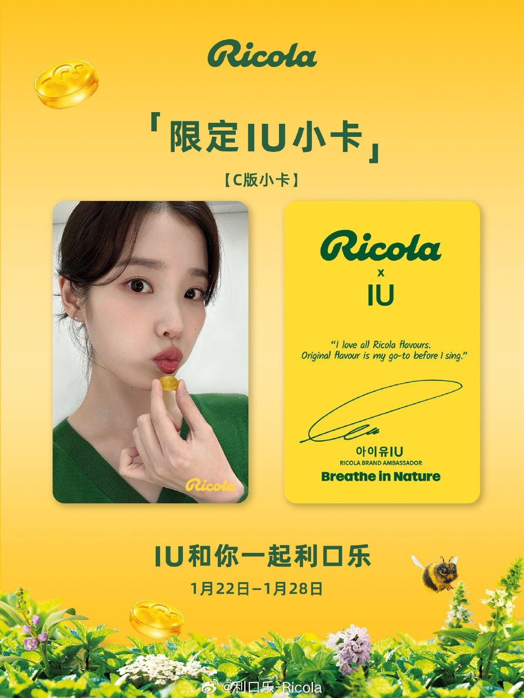【預購/非現/可直接下單】利口樂 Ricola x IU 代言小卡 不含喉糖