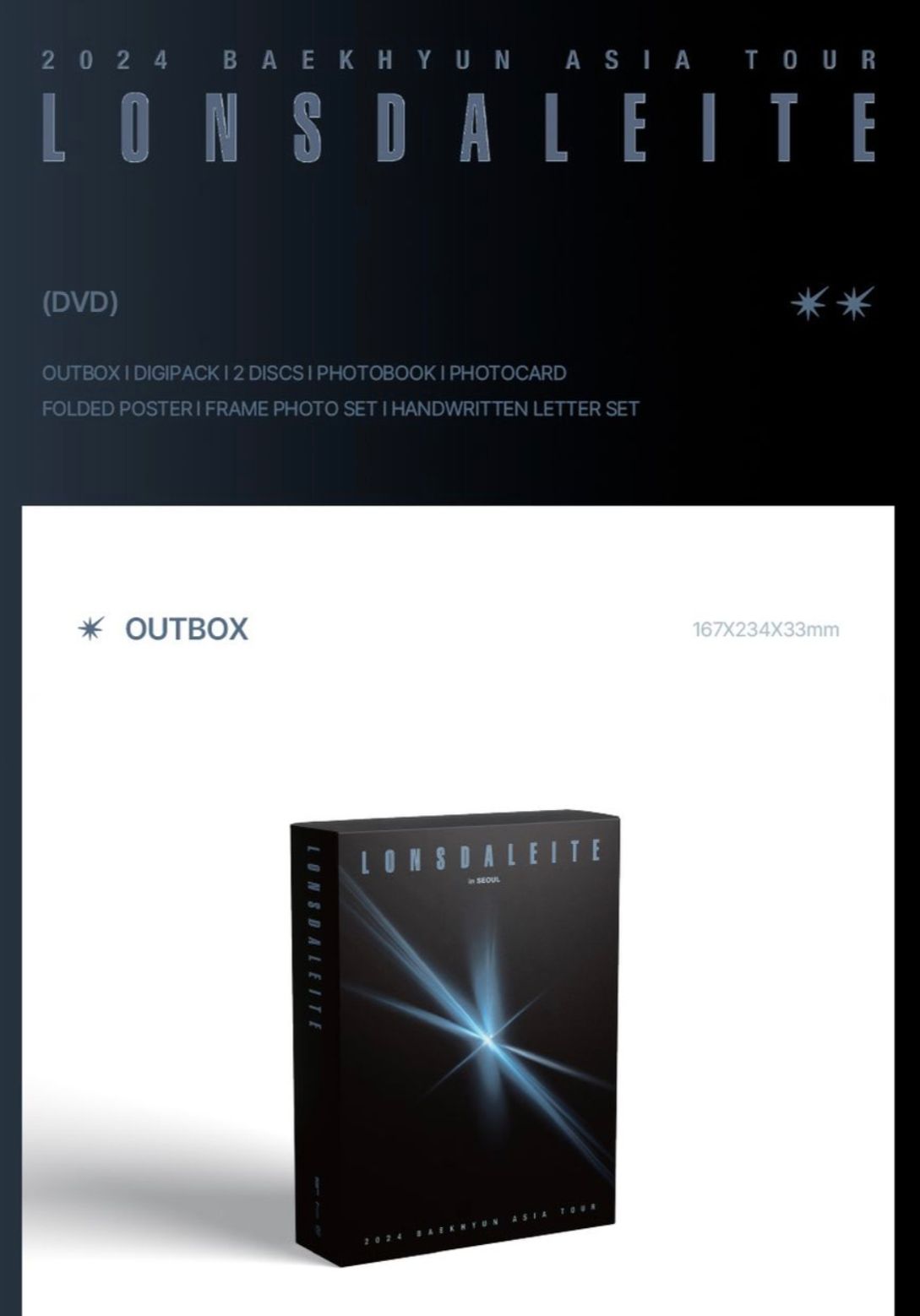 伯賢 | ASIA TOUR 'Lonsdaleite [dot]' DVD | 🧡