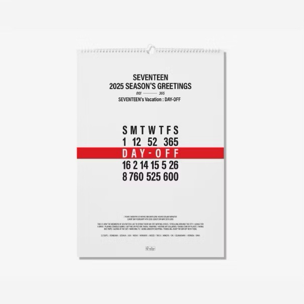 🤍SEVENTEEN 2025 SEASON'S GREETINGS 掛曆 WALL CALENDAR