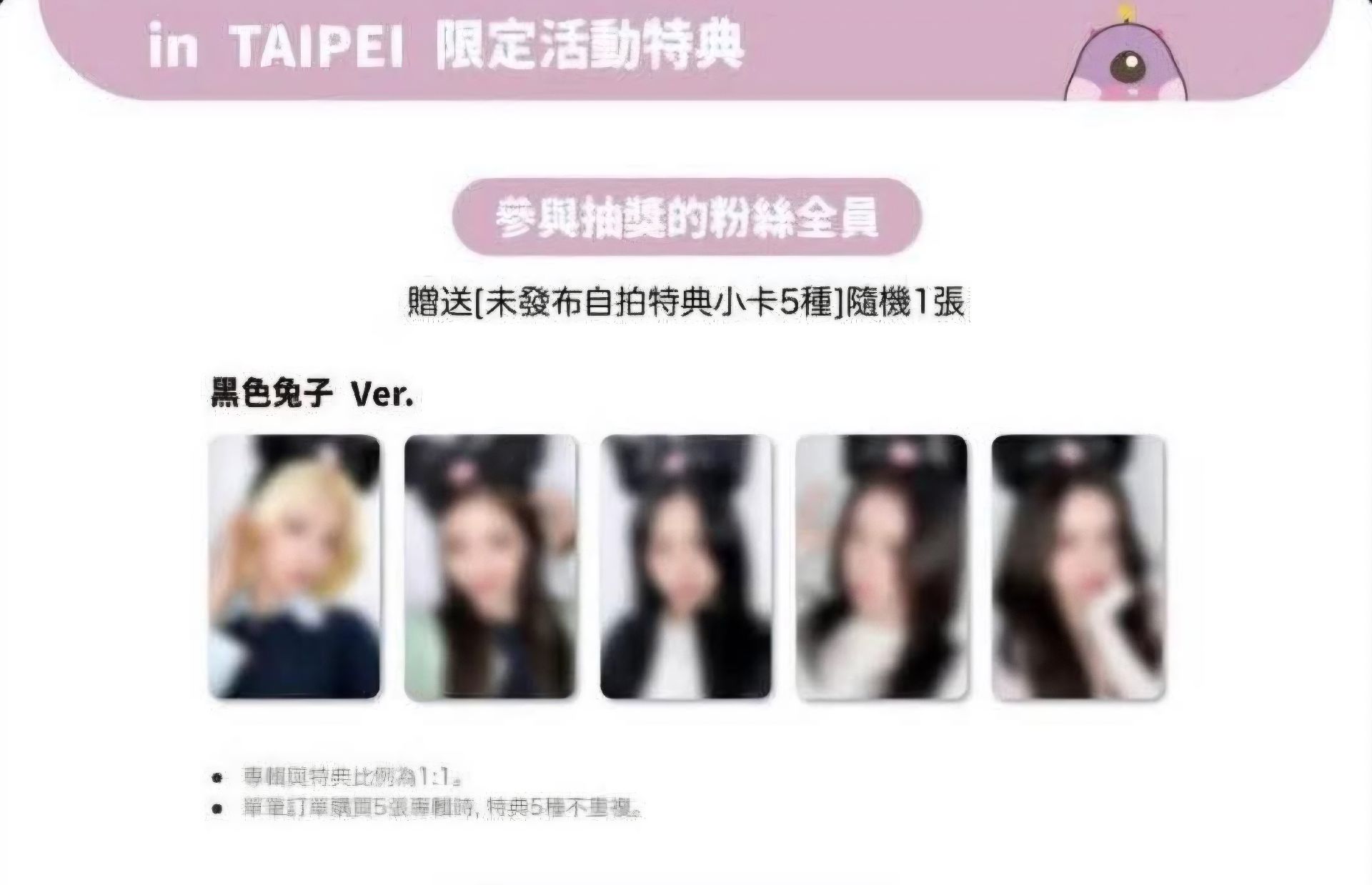 TNVS km 台北 簽售卡 黑色兔子 小卡 專輯