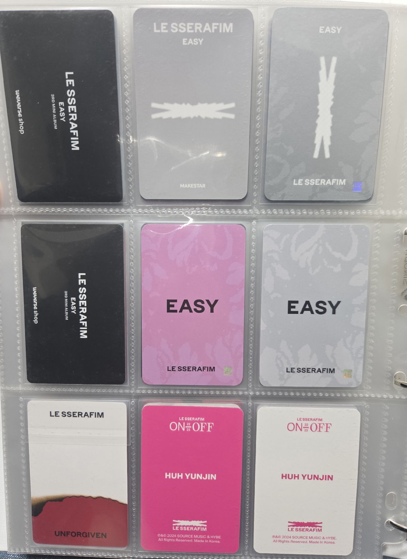 LE SSERAFIM YUNJIN 許允眞 特典 小卡 EASY ON OFF UNFORGIVEN