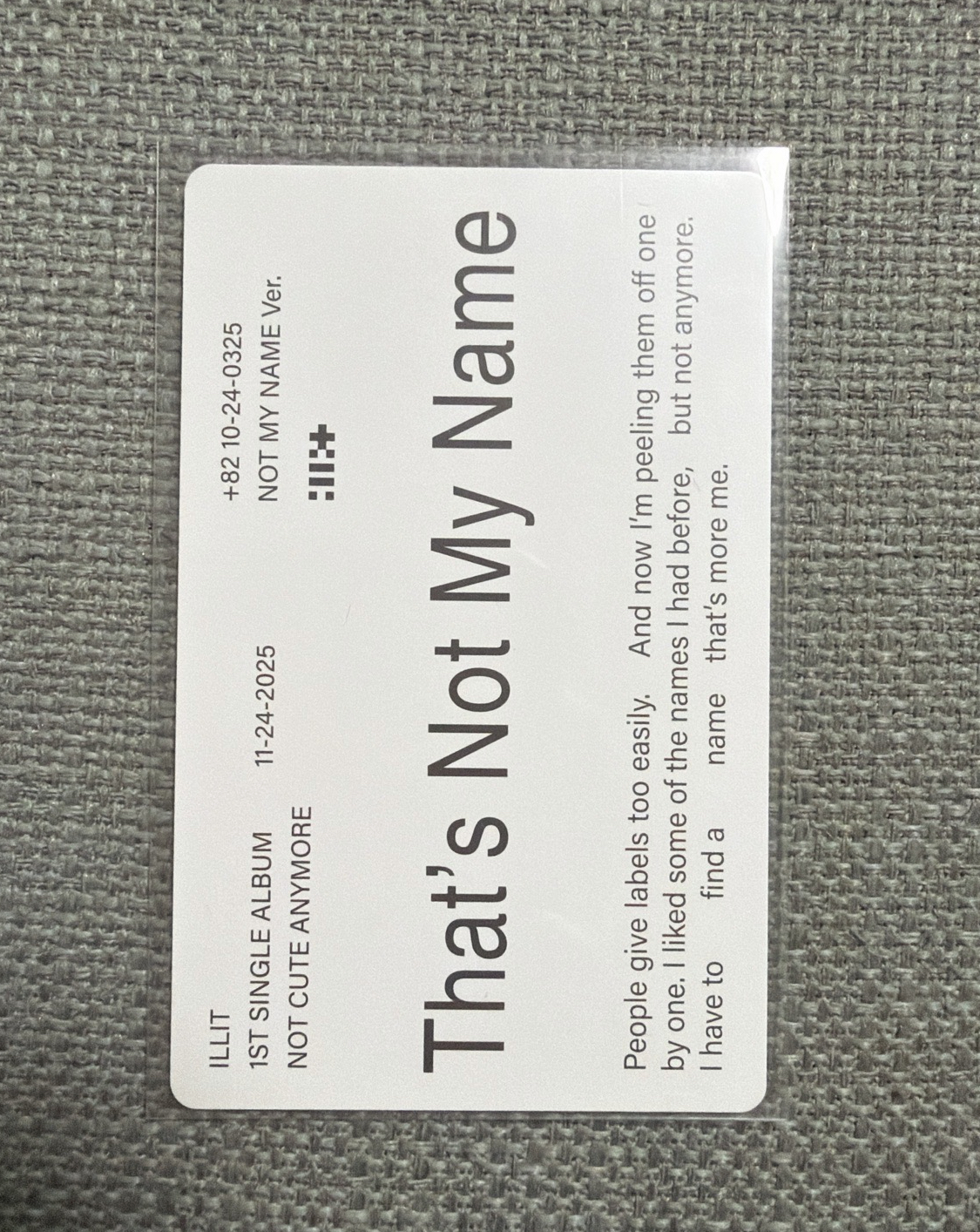 NOT CUTE ANYMORE 專輯卡 NOT MY NAME B ver.(Minju)