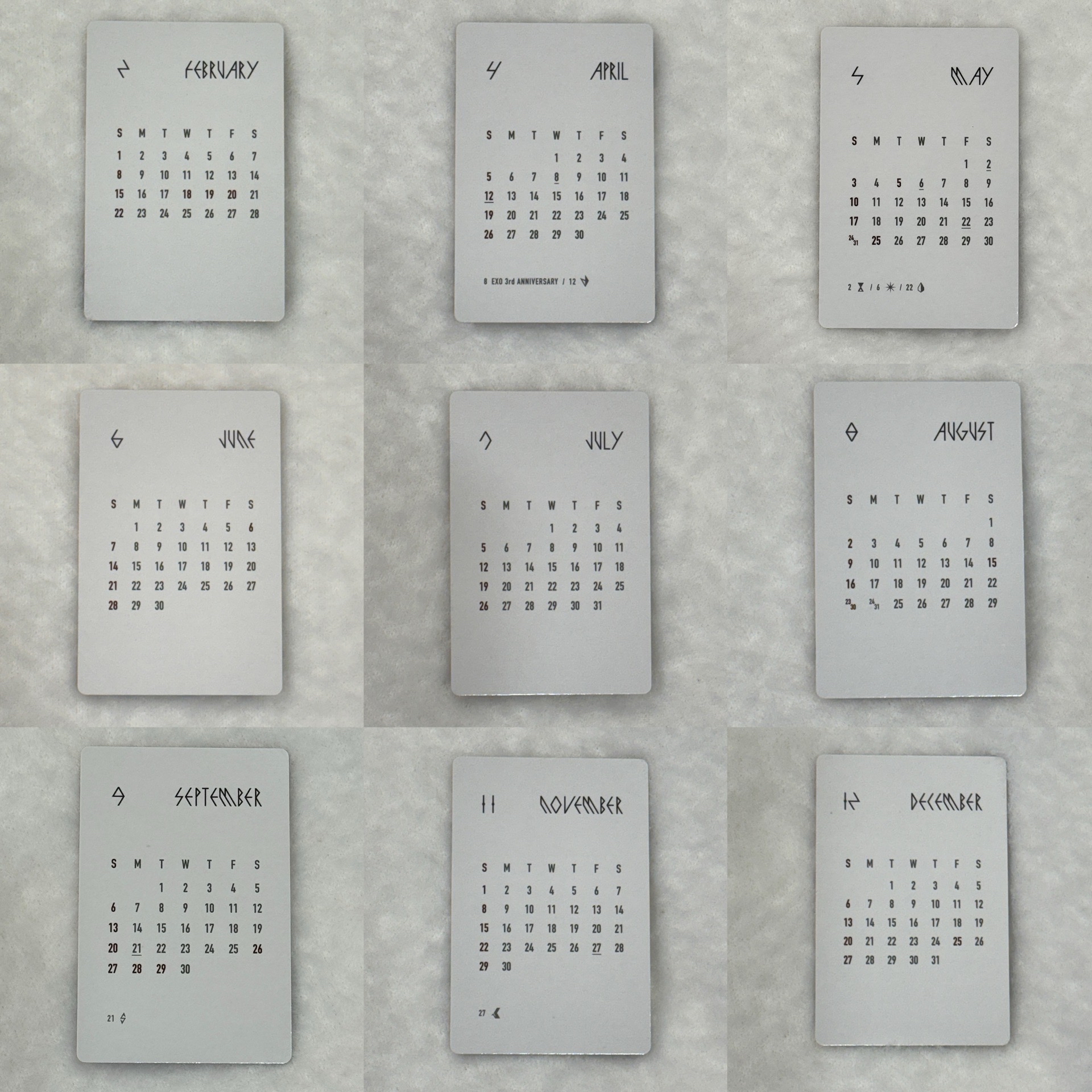 EXO 2015年曆 年曆卡