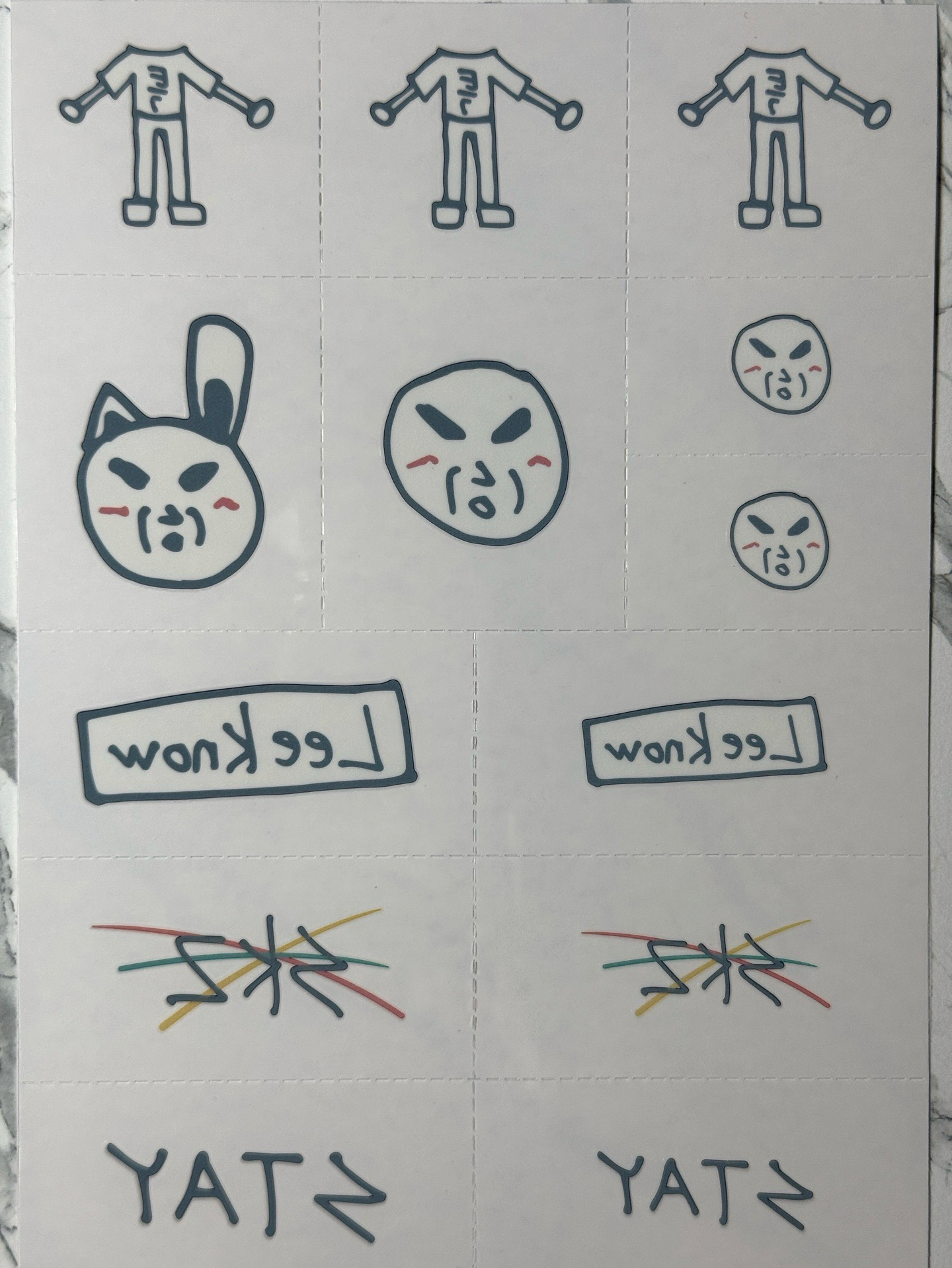 旻皺皺人紋身貼紙