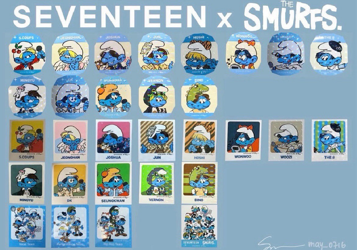 SEVENTEENＸ藍色小精靈 貼紙