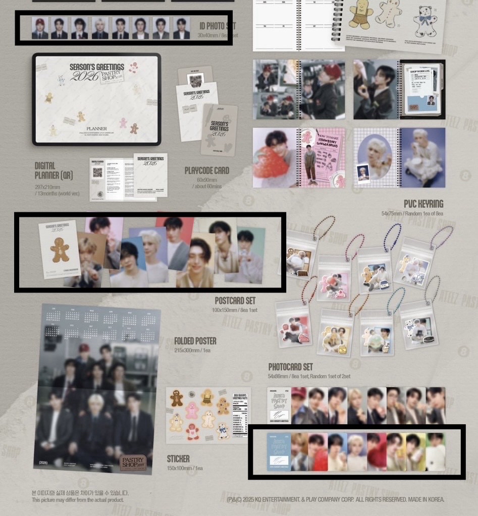 ateez 2026年曆個人set