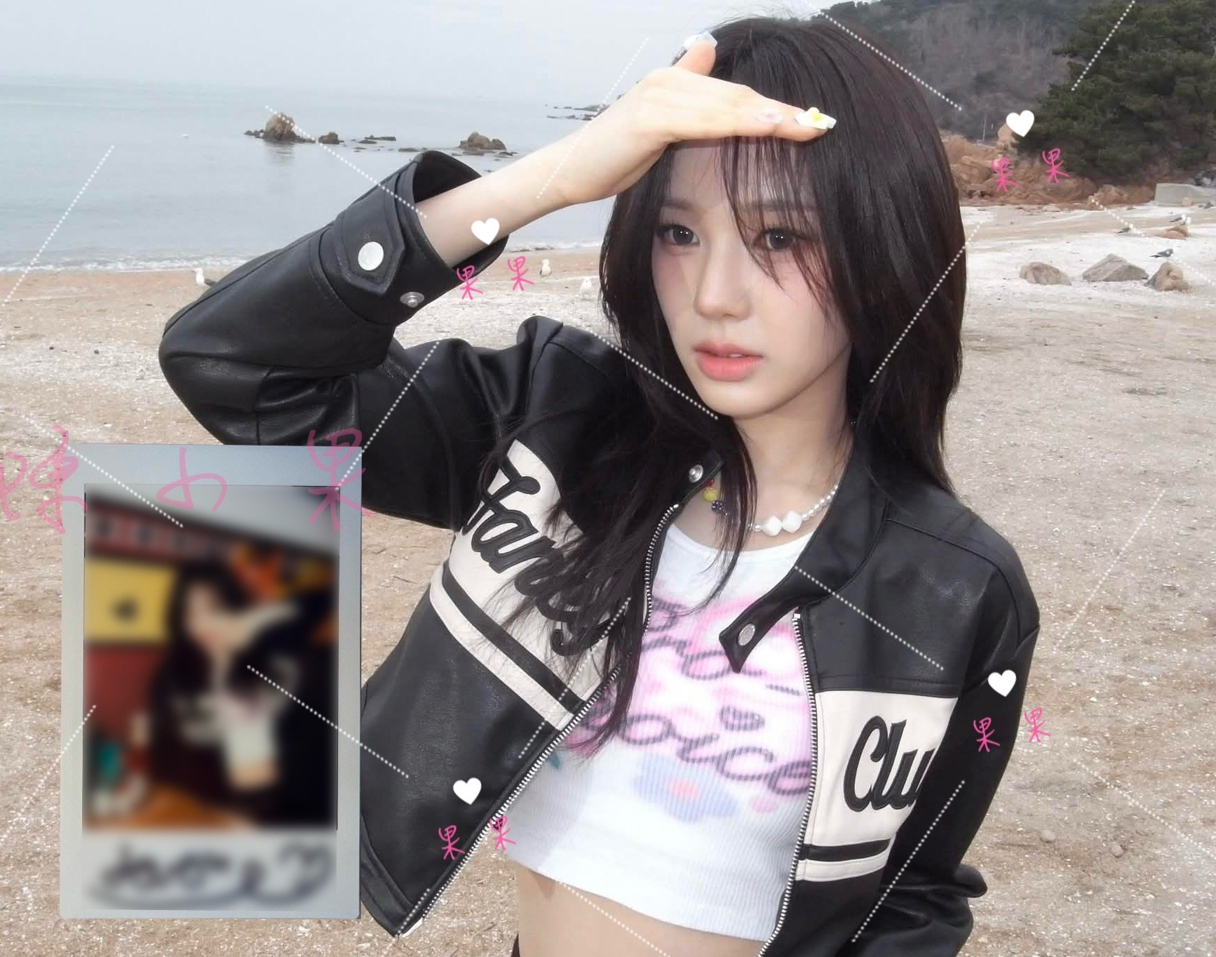 Beep mv造型 黑皮衣愛 未公開親簽拍立得