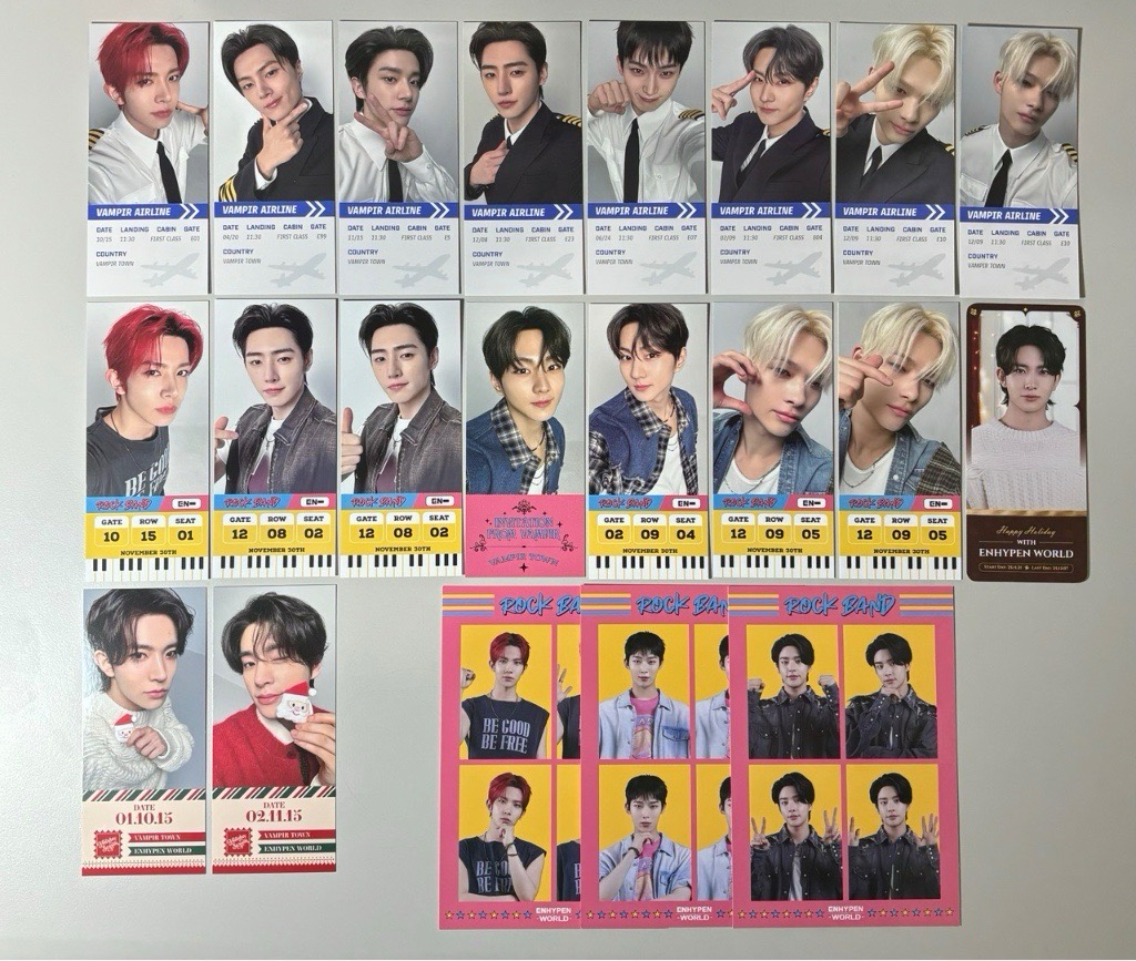 enhypen world 手遊 遊戲 票卡 機長 搖滾 聖誕 小卡 四宮格 滿額 書籤