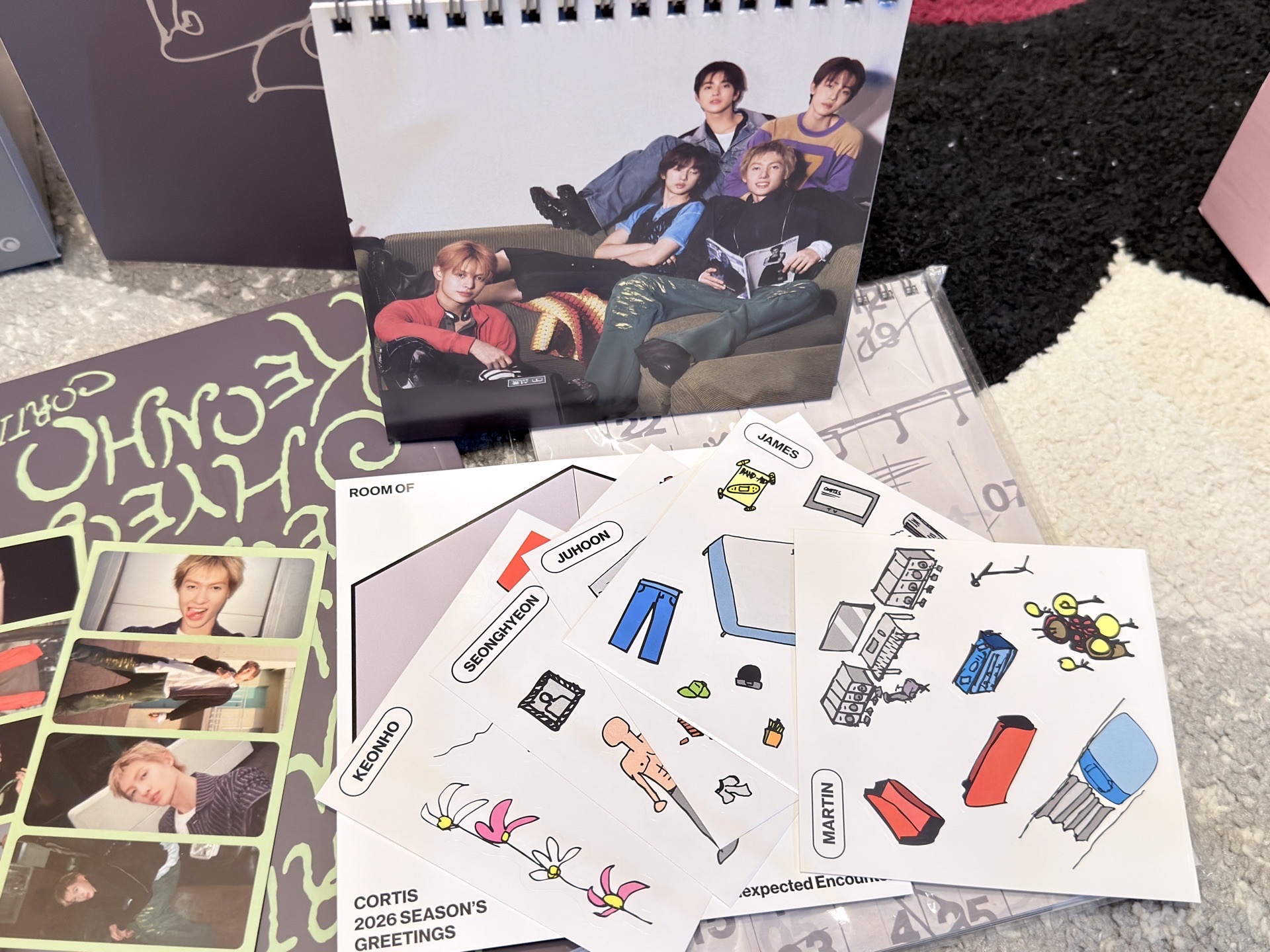 小本年曆、貼紙組、分割照片一組5個、電子專