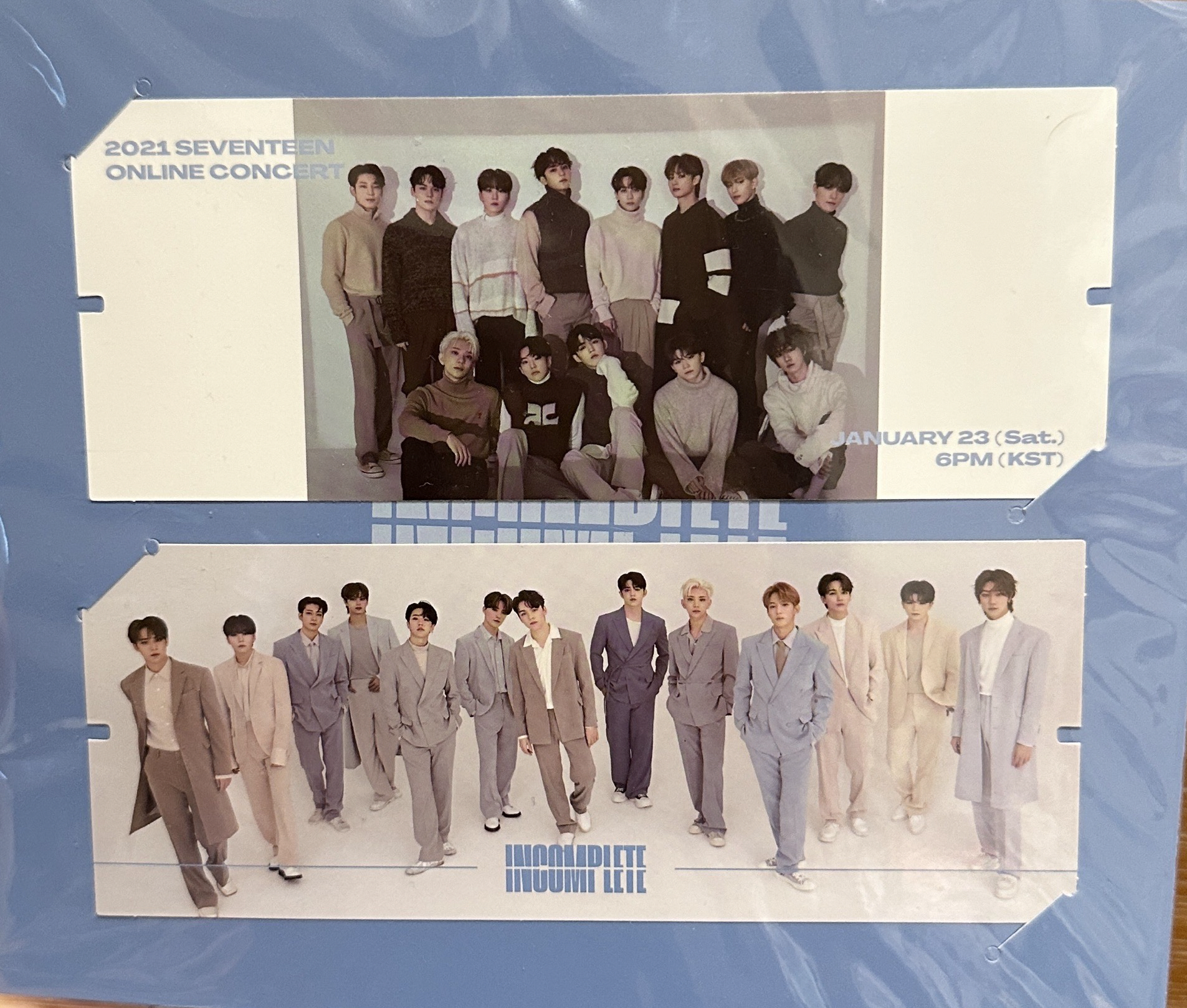SEVENTEEN 2021 INCOMPLETE演唱會票卡 全新未拆