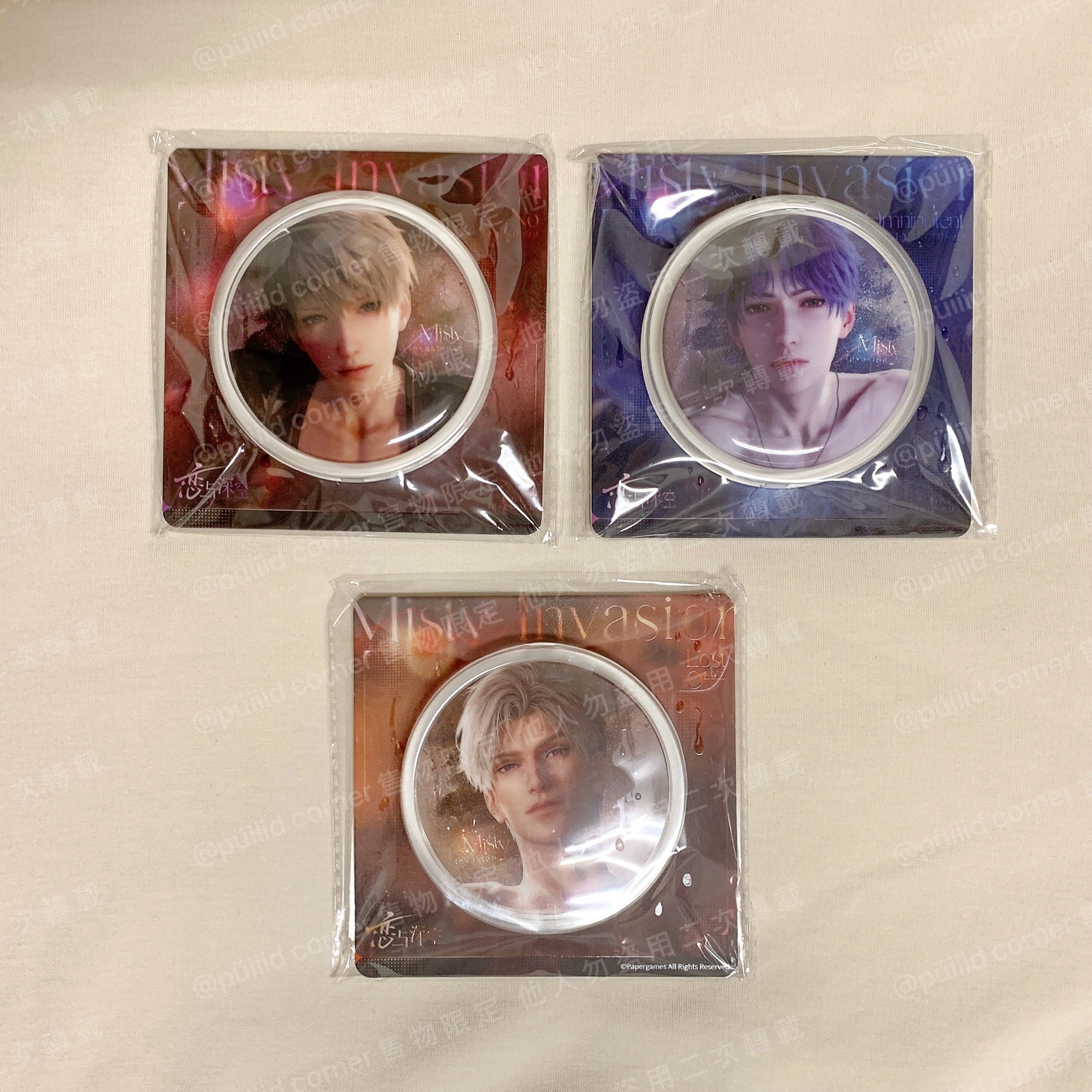 現貨/有實拍 戀與深空💖半透明系列 徽章 小卡組 沈星回 黎深 祁煜 秦徹 吧唧 光獵 海神 烏鴉 N109