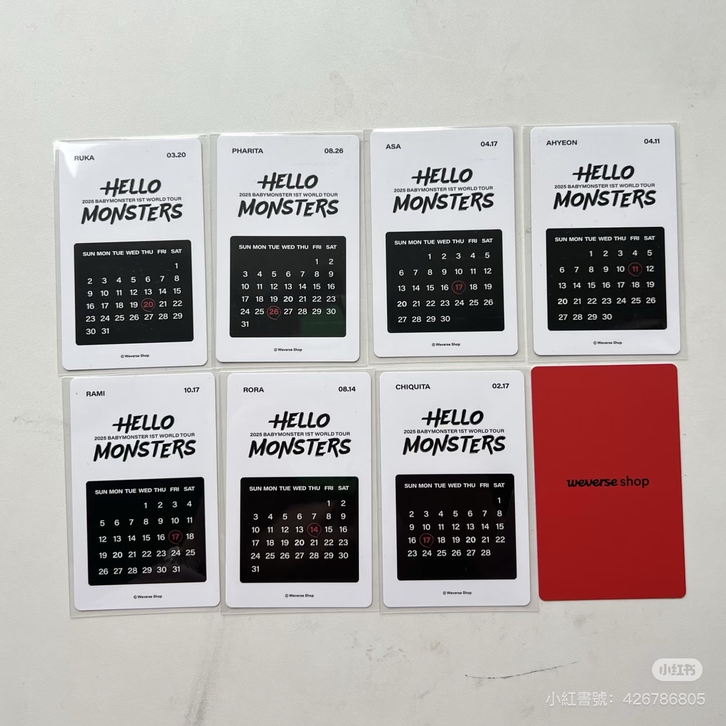 🤍BABYMONSTER｜角 賢 茶 露 藍｜生日卡