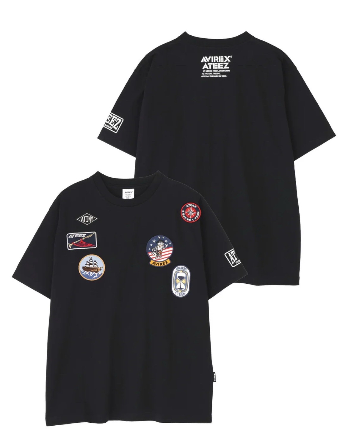 AVIREX / ATEEZ T恤 WAPPEN T-SHIRT ”ATINY”（黑）