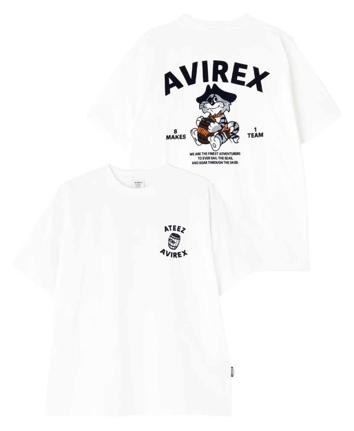 AVIREX / ATEEZ T恤 FLOCKY PRINT T-SHIRT ”TOMCAT”(白）