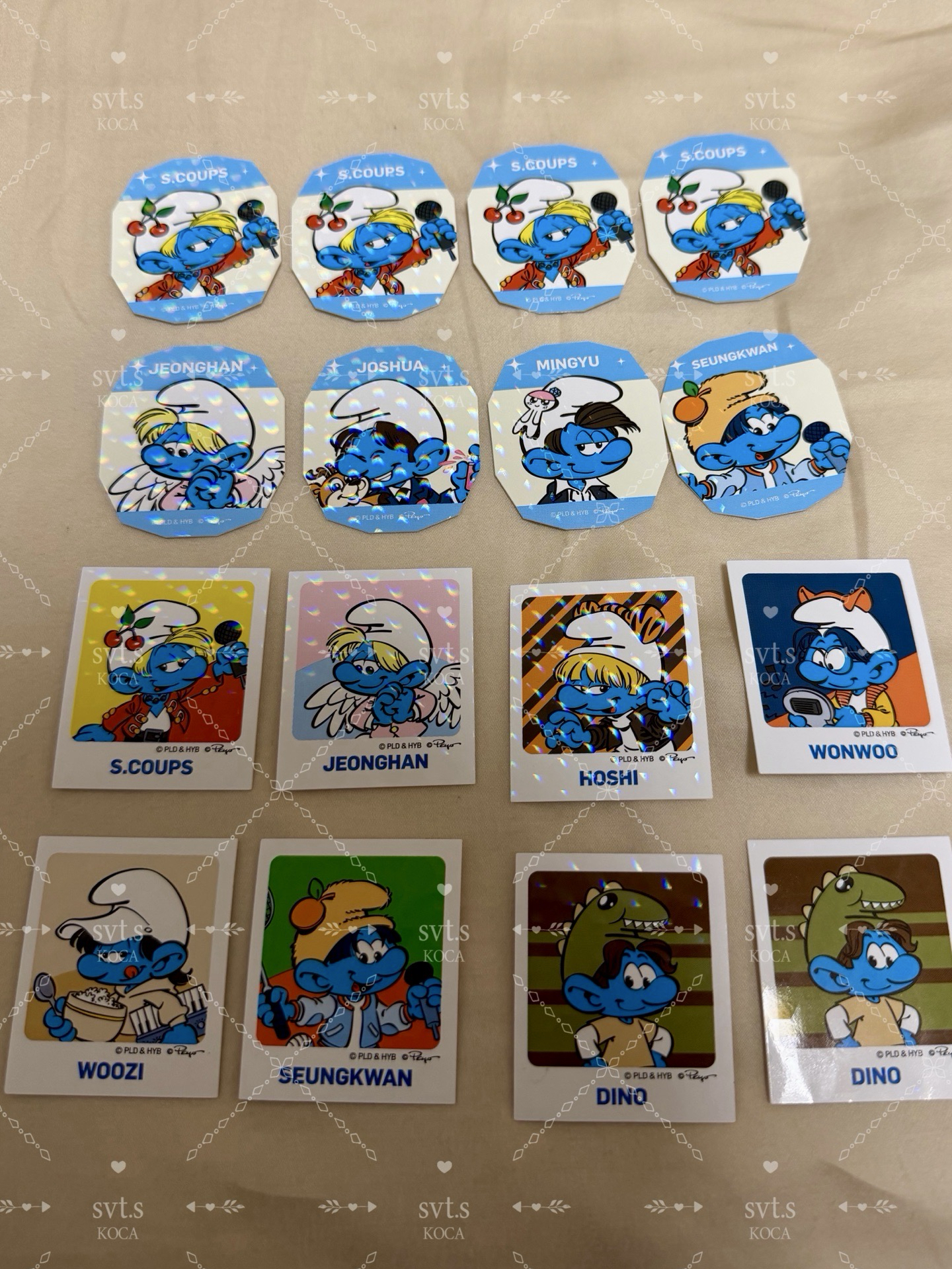 有購買賣場其他任1樣商品，可任選1張有庫存的貼紙贈送。7-11 藍色小精靈貼紙｜哲 漢 秀 榮 圓 勳 奎 寛 燦 團體