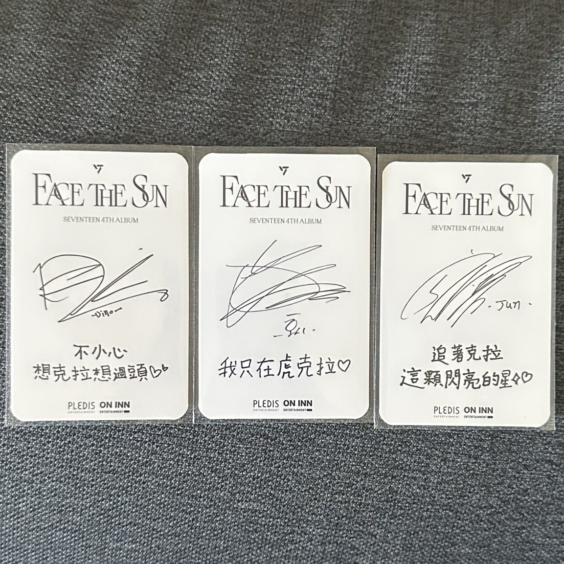 SEVENTEEN《FACE THE SUN》台灣線上簽售特典卡 繁中卡背 JUN HOSHI DINO