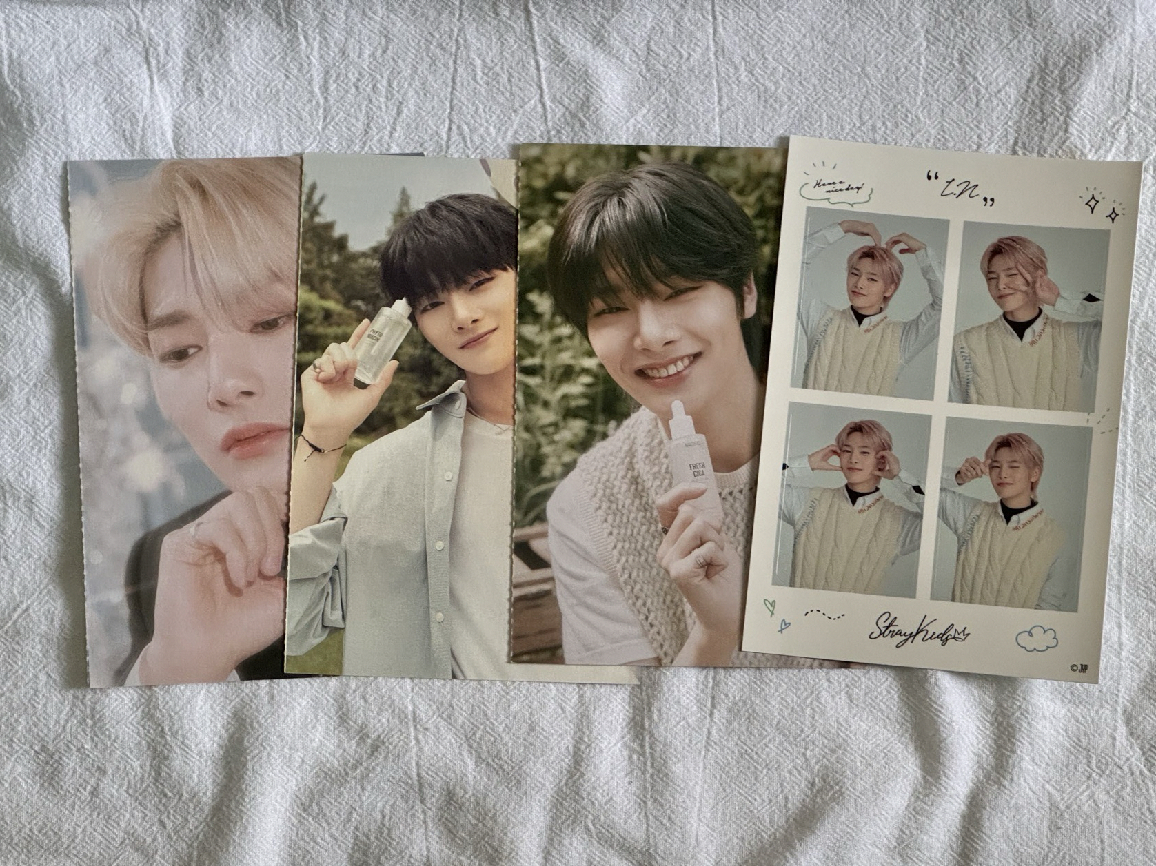 SKZ 梁精寅I.N NACIFIC古早明信片（圖鑑沒有😭）+全家貼紙四項不拆$150