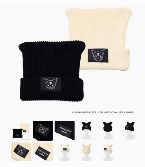 酷洛米-針織帽（黑/白）