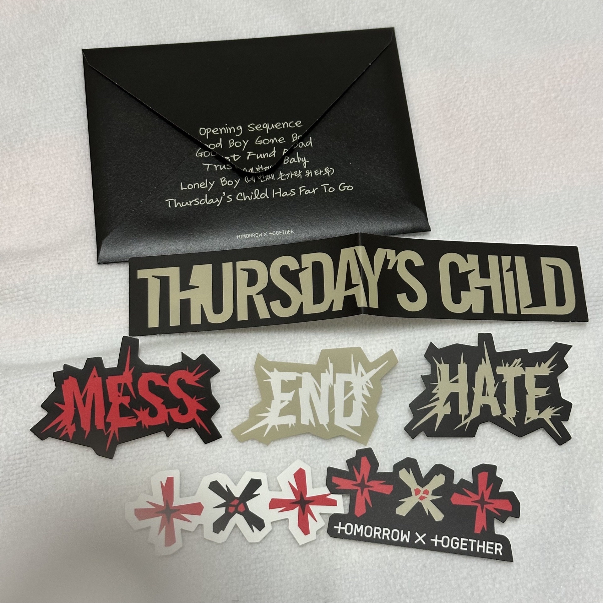 TXT 星期四孩子歌詞信封組+貼紙組