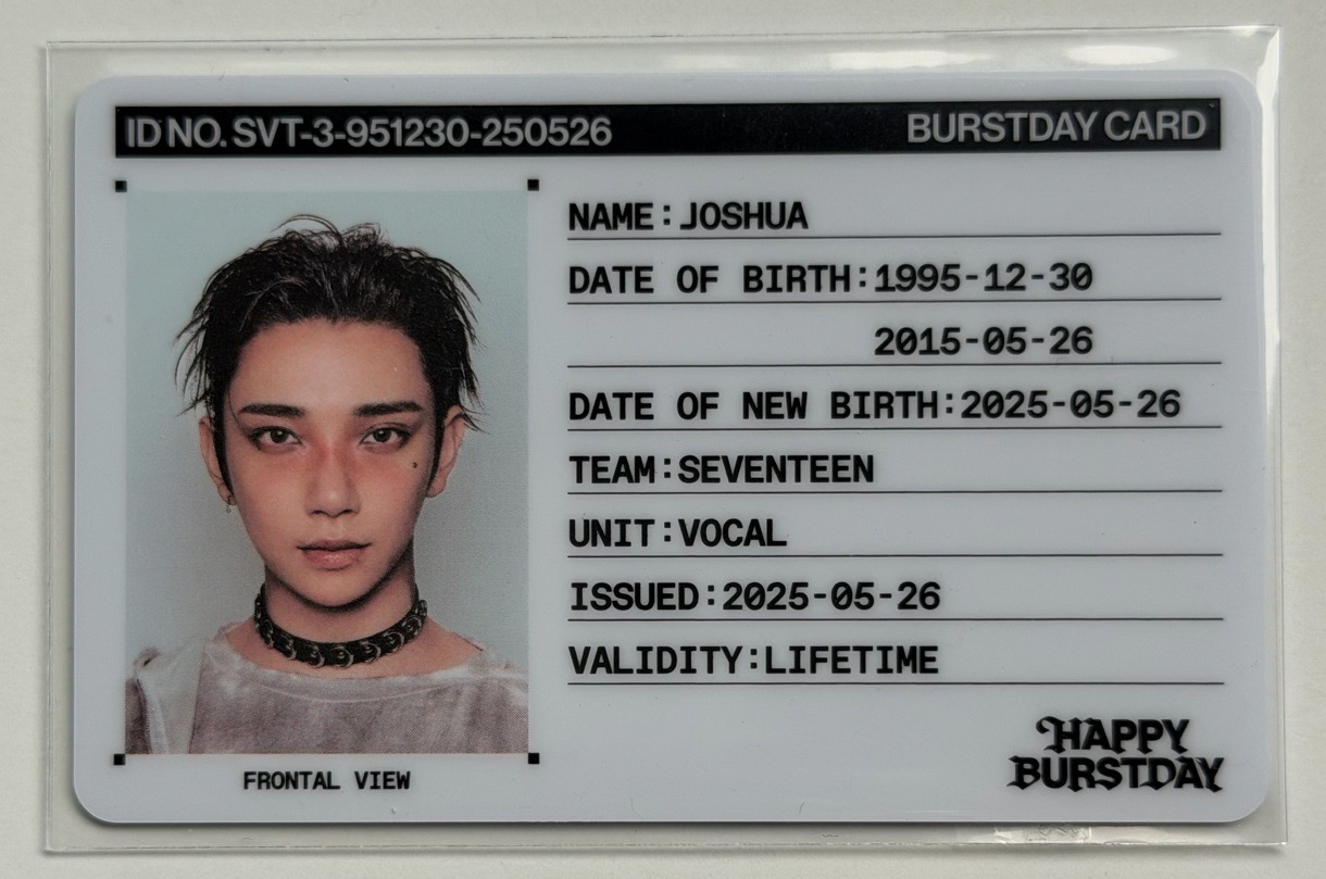 Seventeen 正五 ID卡 知秀