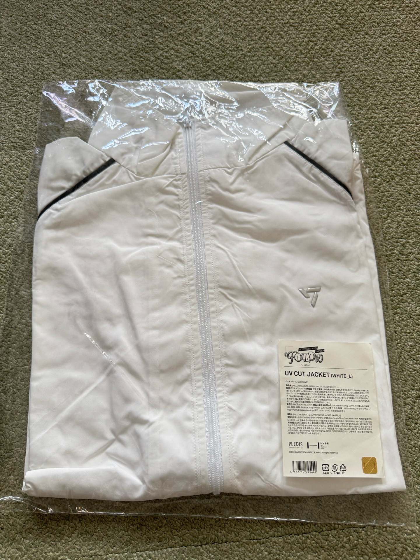 FOLLOW AGAIN 日巡 防曬外套 UV CUT JACKET Lsize 白