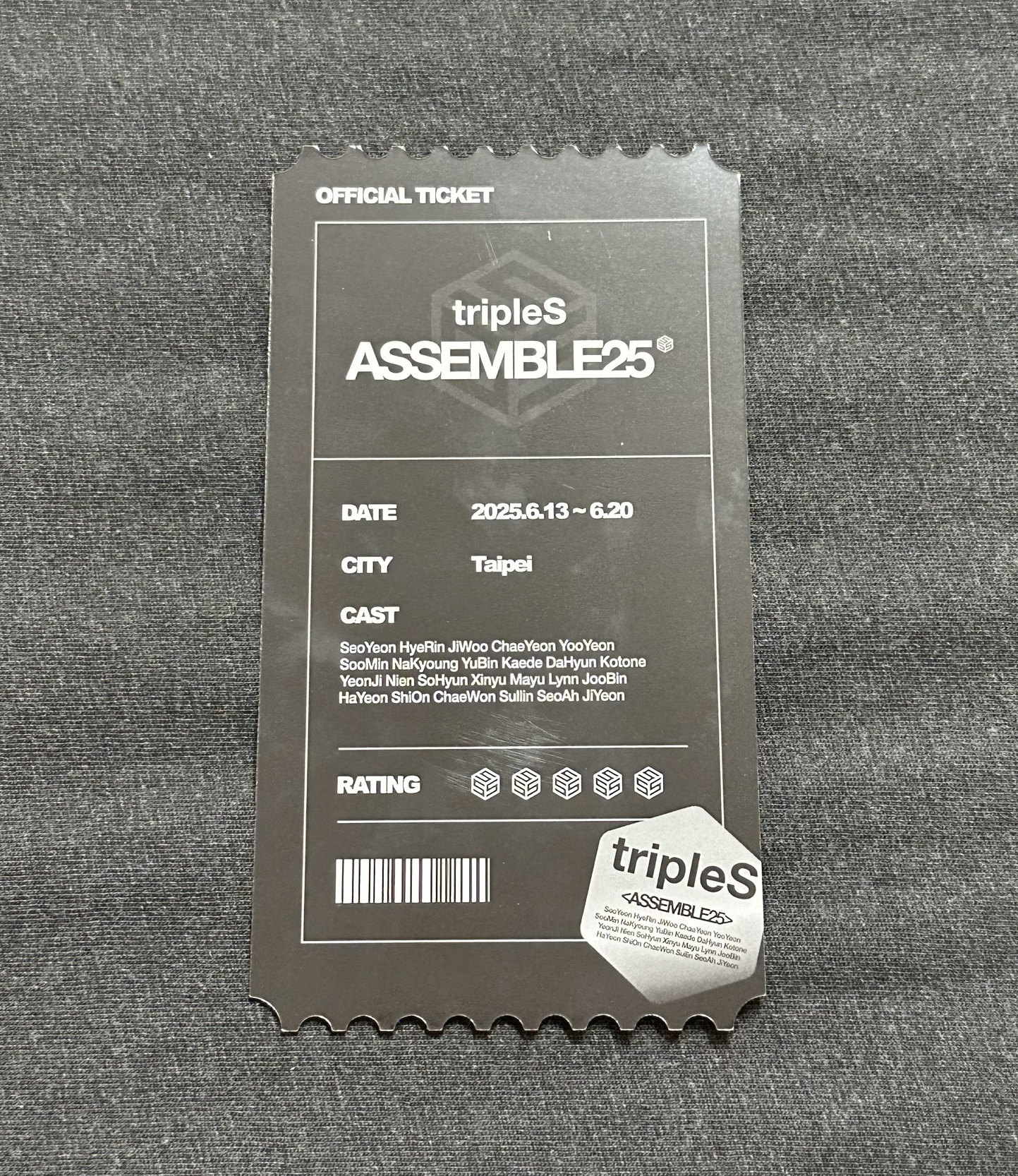 ASSEMBLE25 台北快閃店 入場票卡