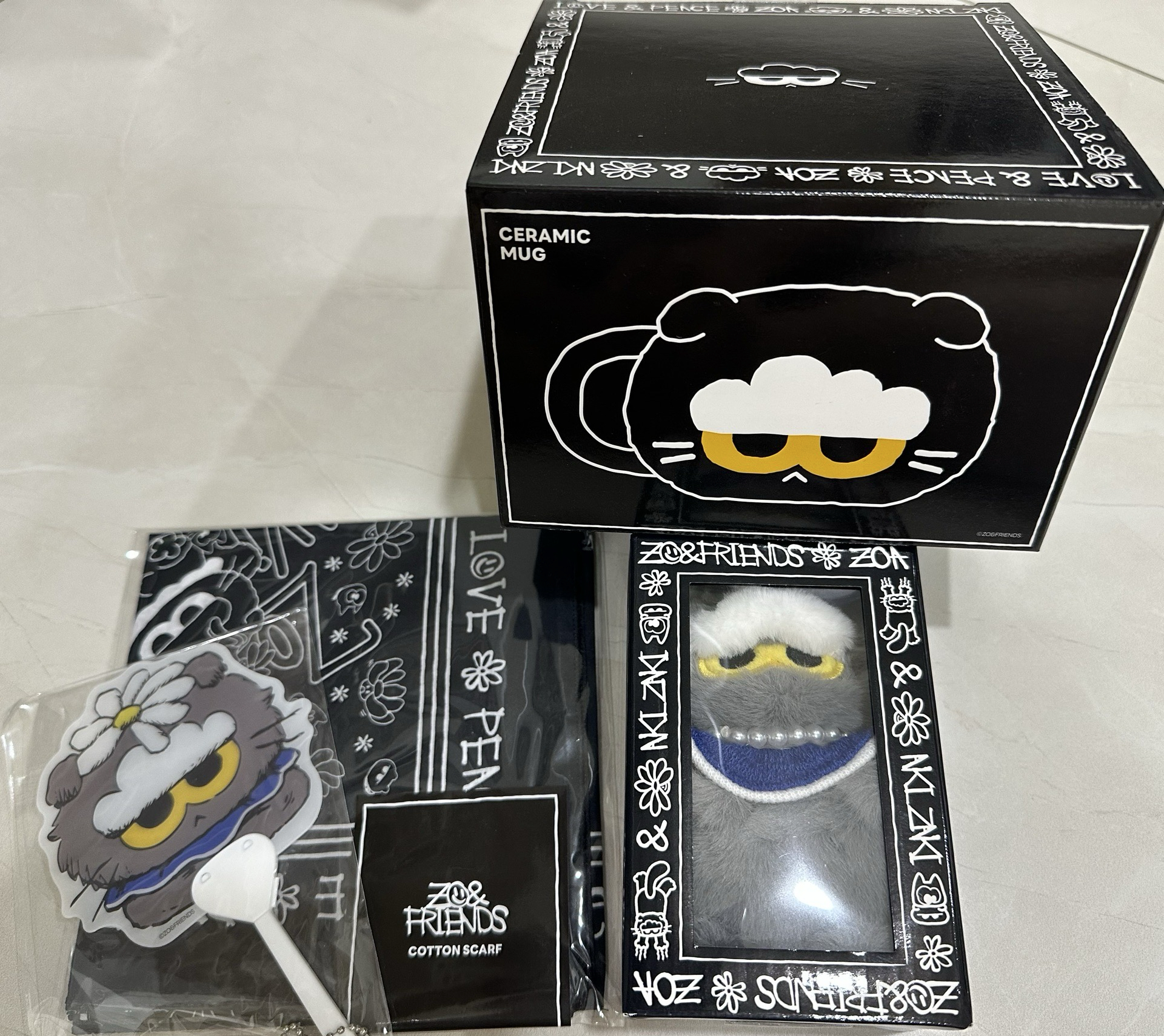 組合（馬克杯+吊飾娃+絲巾+小扇子吊飾）