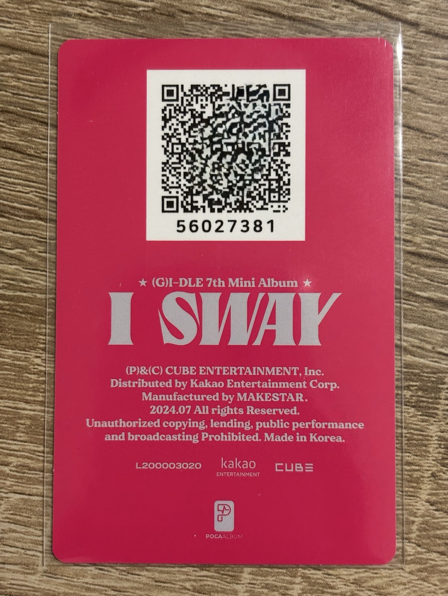 I sway 專輯QR卡