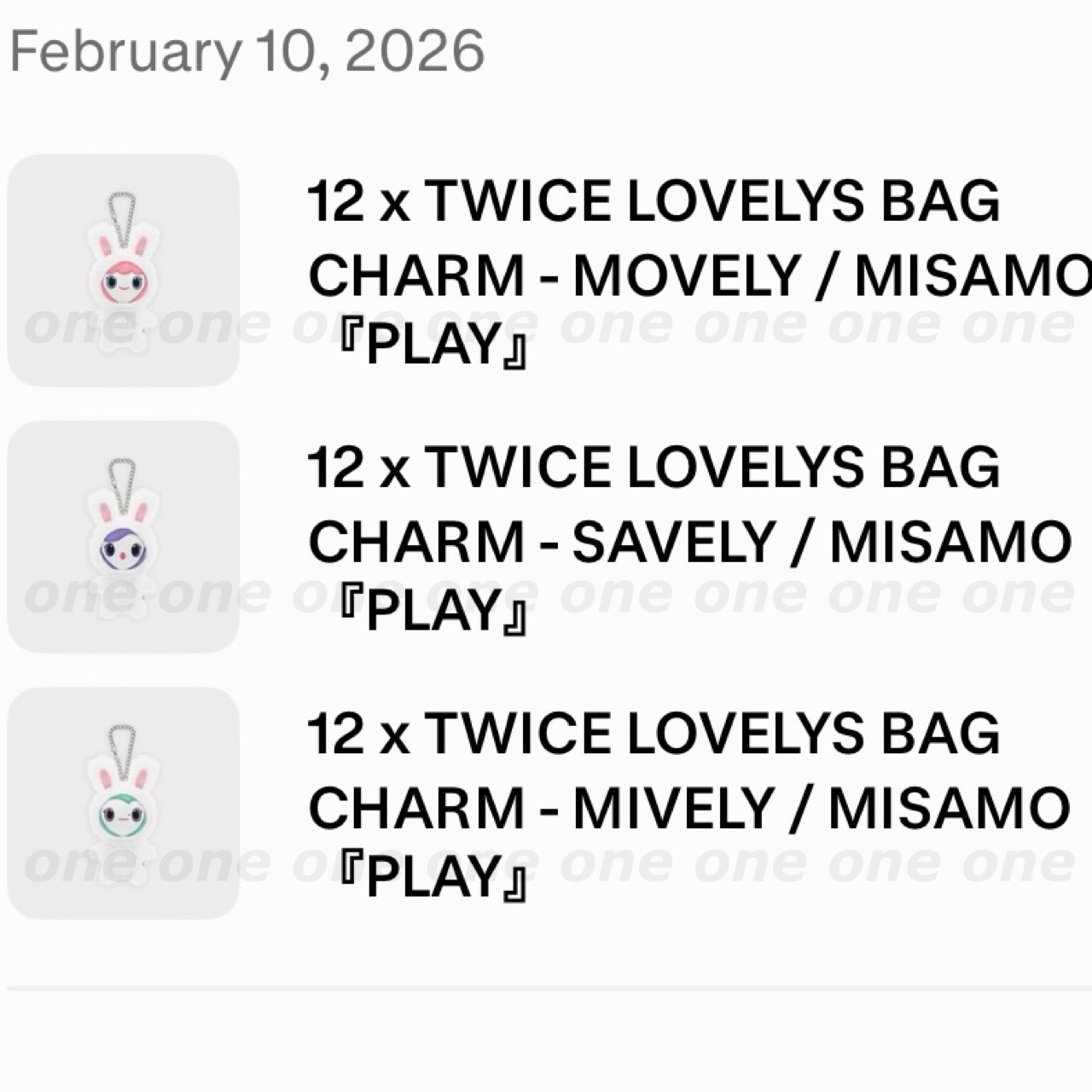 已下單 PLAY JYP JAPAN 吊娃 lovely bag charm 吊飾 MISAMO 兔娃