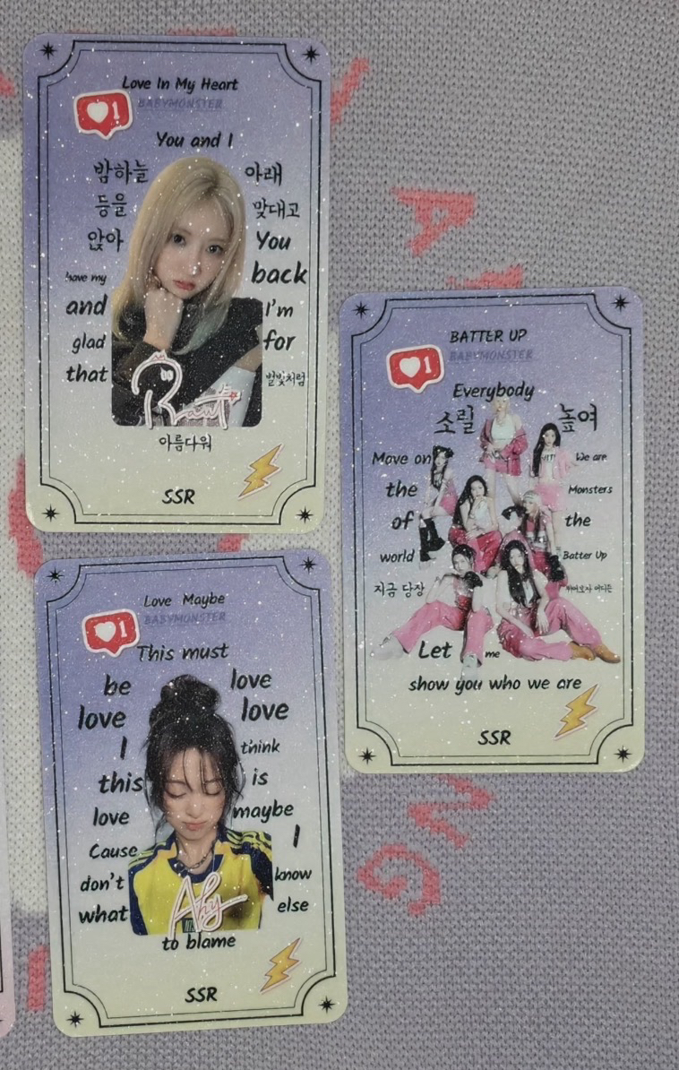 ［預購］BABYMONSTER | QQ音樂 |SSR 新年歌詞卡 圖二三為實照 卡片是滿天星附膜