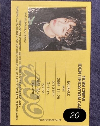 19.99 WOONHAK ID 專卡