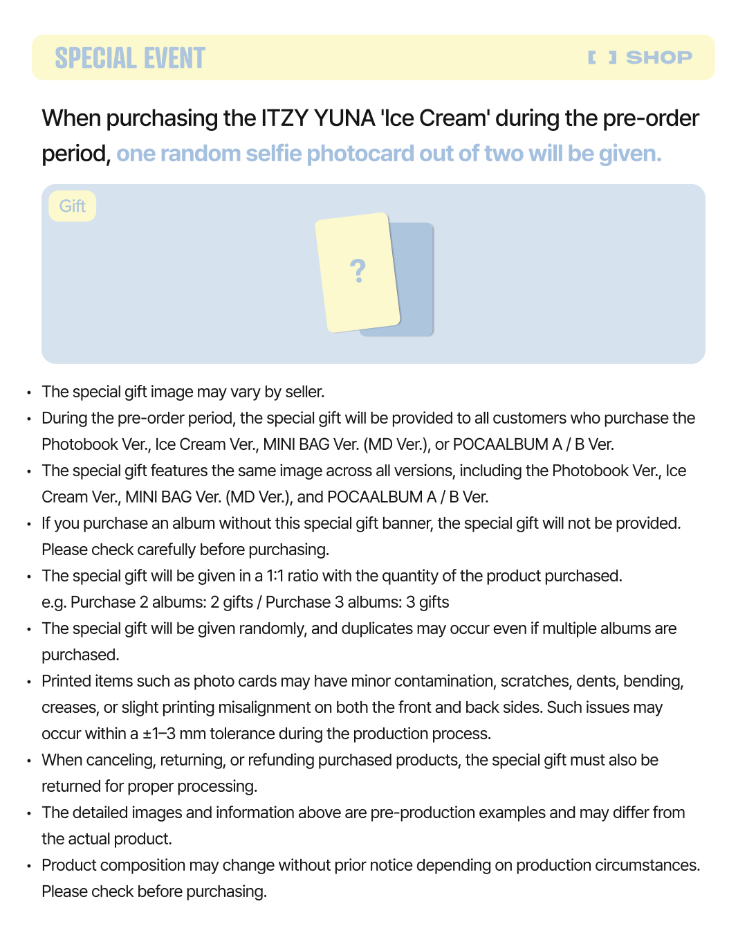 【預購/可直接下單/貨付賣場】ITZY YUNA Solo 出道專 《Ice Cream》通路特典版