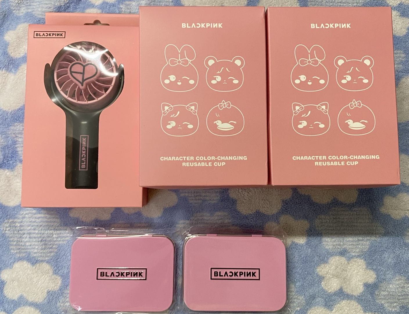 blackpink 韓國高陽場周邊 隨身電扇 變色隨行杯 鐵盒貼紙組